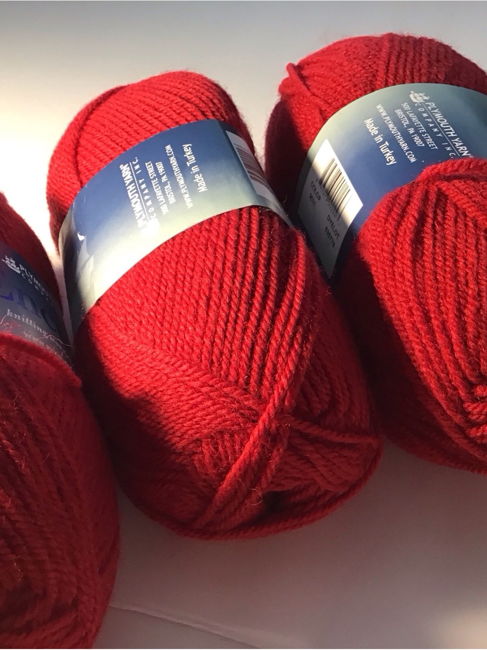 Plymouth Encore Red Yarn 3 Skeins Acrylic & Wool Blend 200 yds Each